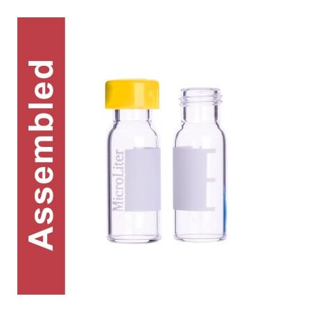 Cp Lab Safety. Wheaton MicroLiter Clear Screw Thread Vial Kit Marking Patch Yellow 9mm Cap PTFE Septa 100 pk 09-1210Y-A